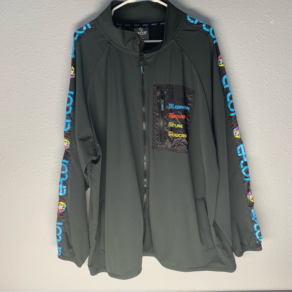 Disney Parks Epcot Jacket Mens XXL Black 2022‎ Neighborhoods Windbreaker Zipper